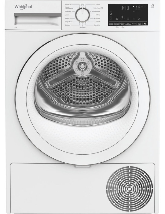 Whirlpool CWSD83MWWSFR sèche-linge Pose libre Charge avant 8 kg Blanc