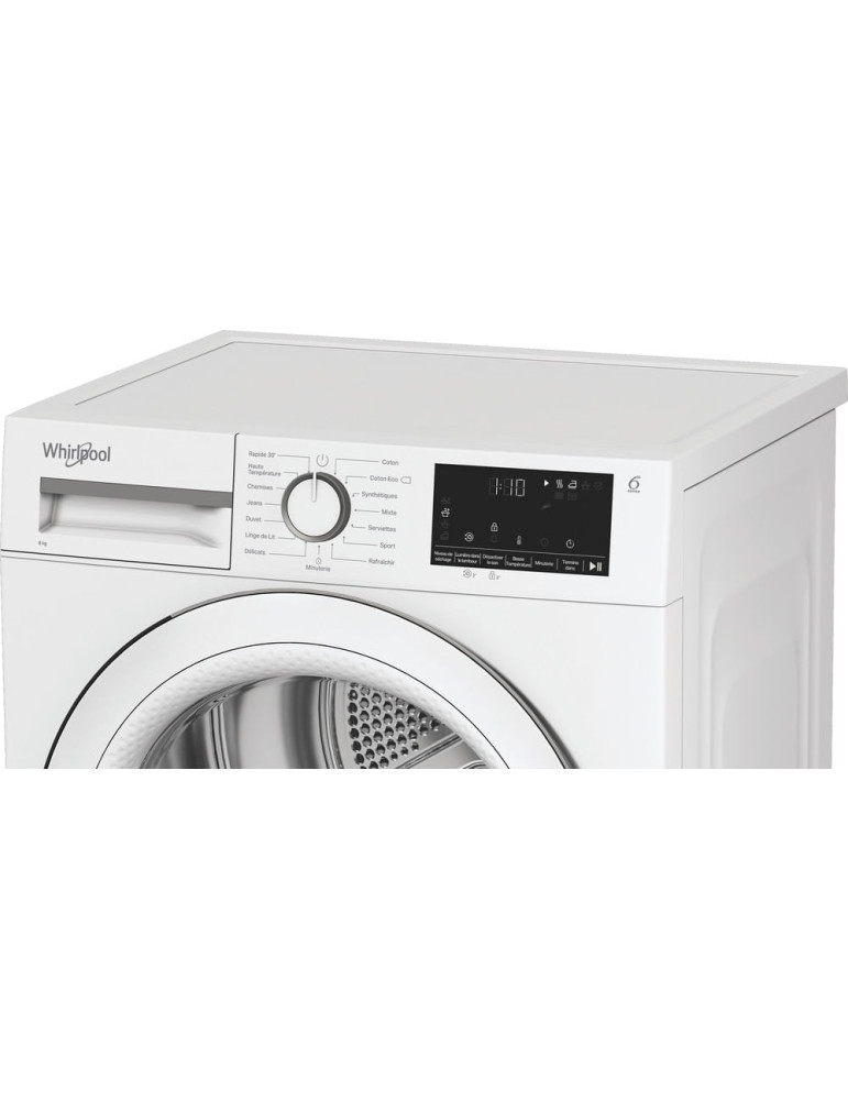 Whirlpool CWSD83MWWSFR sèche-linge Pose libre Charge avant 8 kg Blanc