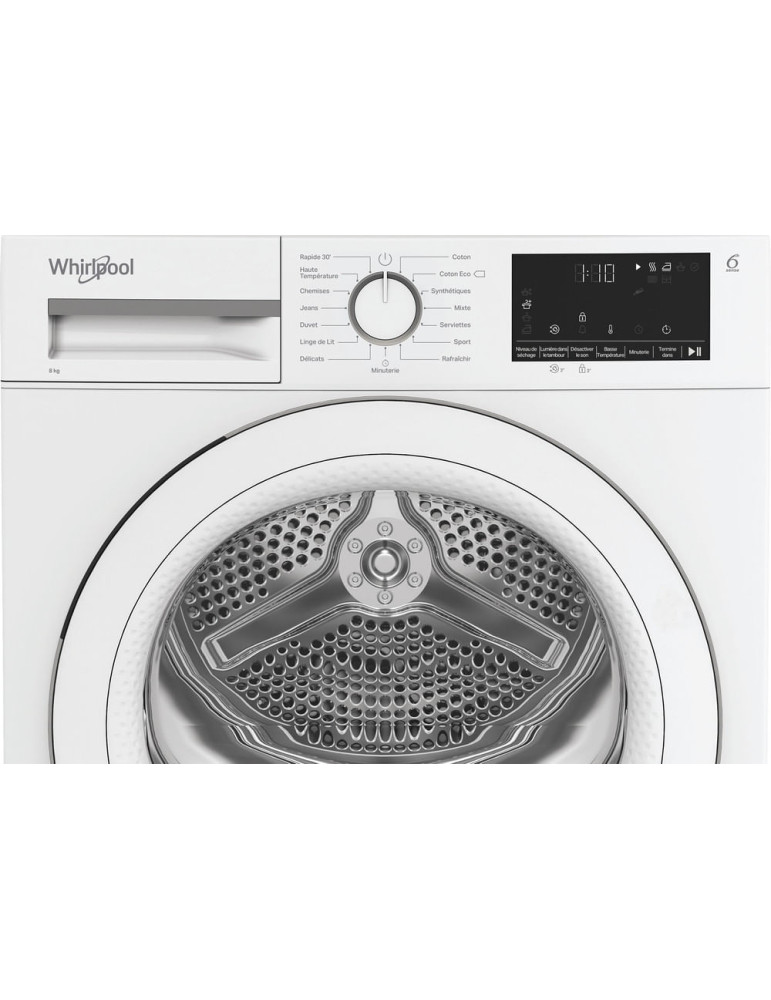 Whirlpool CWSD83MWWSFR sèche-linge Pose libre Charge avant 8 kg Blanc