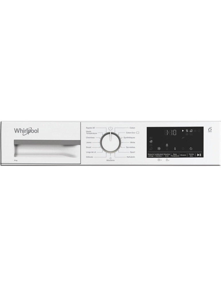 Whirlpool CWSD83MWWSFR sèche-linge Pose libre Charge avant 8 kg Blanc