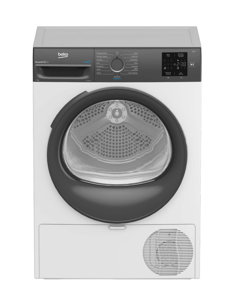 Beko D3H29D93S sèche-linge Pose libre Charge avant 9 kg Gris, Blanc