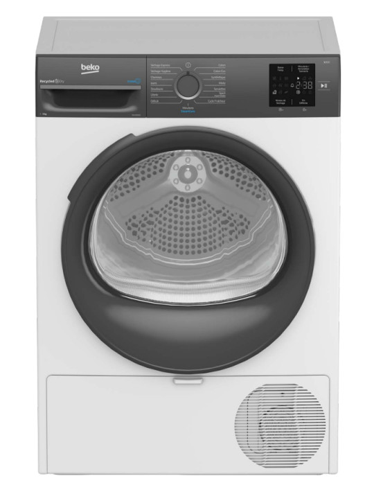 Beko D3H29D93S sèche-linge Pose libre Charge avant 9 kg Gris, Blanc