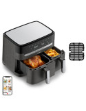 Moulinex Dual Easy Fry EZ905B20 friteuse Double 8,3 L Autonome 2450 W Friteuse d’air chaud Charbon, Gris