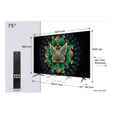 TCL 75C69K TV 190,5 cm (75") 4K Ultra HD Smart TV Wifi Métallique