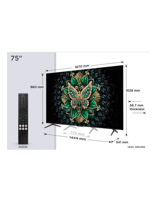 TCL 75C69K TV 190,5 cm (75") 4K Ultra HD Smart TV Wifi Métallique