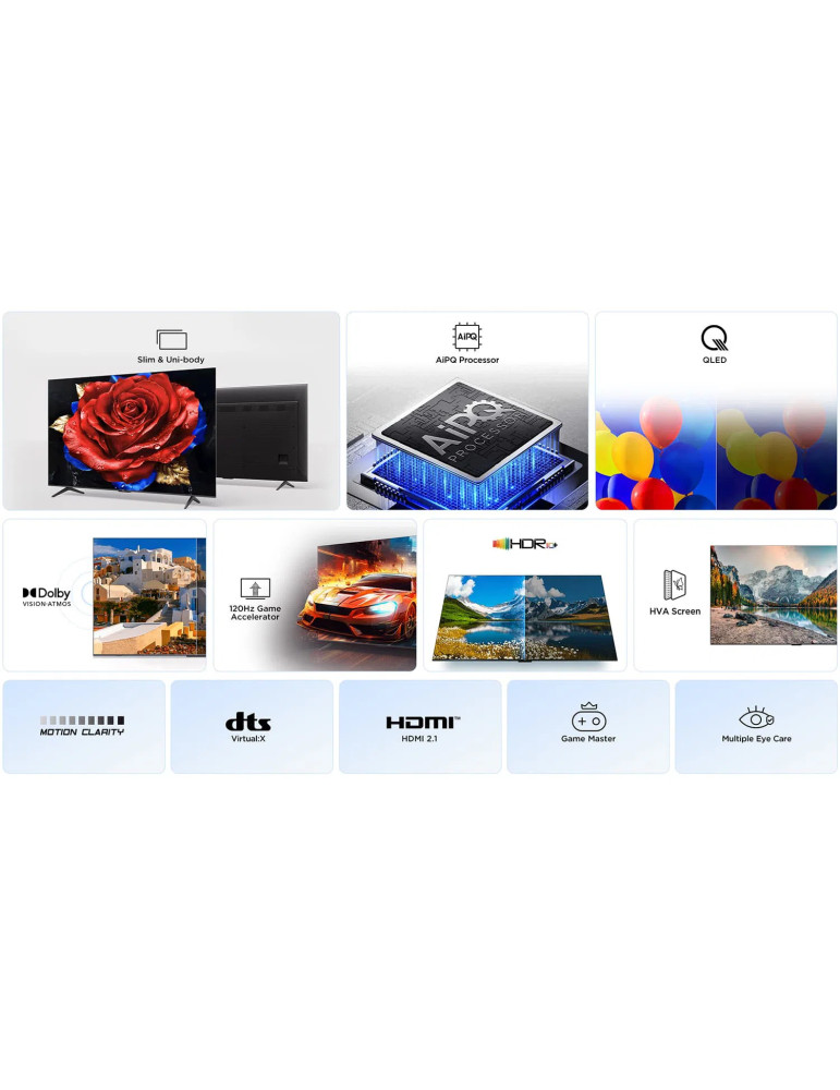 TCL T69C 43T69C TV 109,2 cm (43") 4K Ultra HD Smart TV Wifi Noir 350 cd/m²