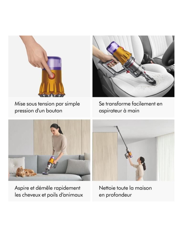 DYSON V12 Detect Slim Absolute - Contrôle de puissance - Puissance 150 AW