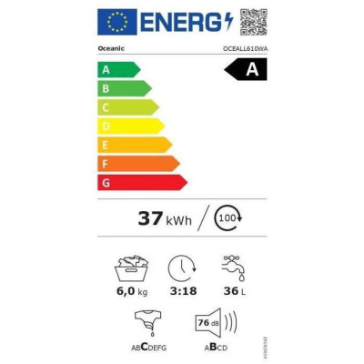 Lave-linge frontal OCEANIC OCEALL610WA - 6 kg - Induction - 60 cm - 1000 trs/ min - Blanc 2