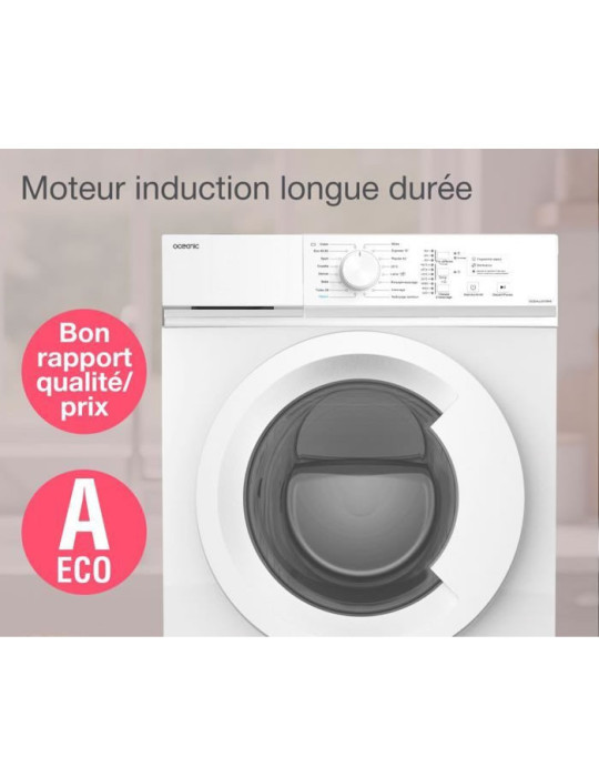 Lave-linge frontal OCEANIC OCEALL610WA - 6 kg - Induction - 60 cm - 1000 trs/ min - Blanc