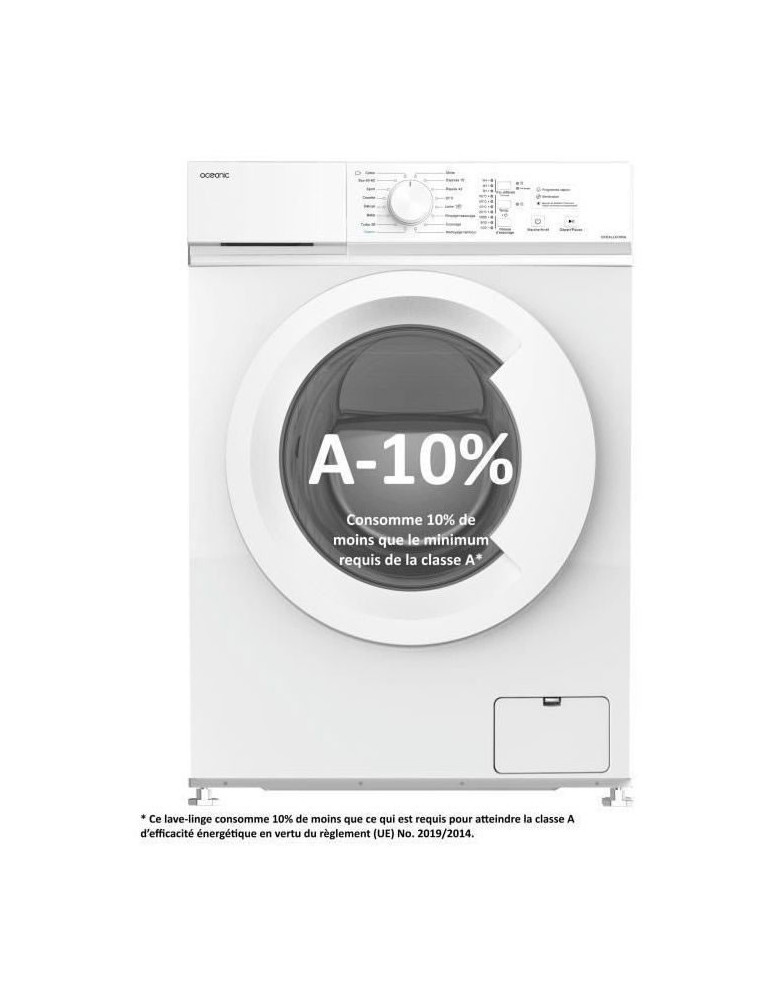 Lave-linge frontal OCEANIC OCEALL610WA - 6 kg - Induction - 60 cm - 1000 trs/ min - Blanc