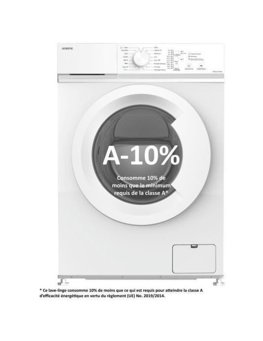 Lave-linge frontal OCEANIC OCEALL610WA - 6 kg - Induction - 60 cm - 1000 trs/ min - Blanc